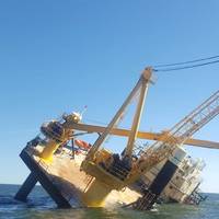 The Coast Guard and three good Samaritan vessels assisted in the rescue of 15 people from a lift boat near Grand Isle, La., November 18, 2018. (U.S. Coast Guard photo by Alexandria Preston)
