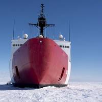 The Coast Guard Cutter Polar Star (WAGB-10) is in the fast Ice Jan. 2, 2020, approximately 20 miles north of McMurdo Station, Antarctica. The 399-foot icebreaker is the only ship in U.S. service capable of clearing a path through the Antarctic ice to escort three refuel and resupply ships to McMurdo Station during Operation Deep Freeze. The ships deliver enough cargo and fuel to sustain year-round operations on the remote continent. U.S. Coast Guard photograph by Senior Chief Petty Officer NyxoL