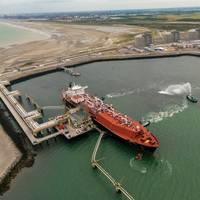The Dunkerque LNG terminal receives its first LNG cargo. Pic: EDF
