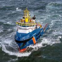 The Dutch coastguard's emergency tug Guardian deployed to search for possible floating containers. (Photo: Netherlands Coastguard)
