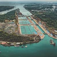 The enlarged Panama Canal potentially helps inland operators as deep(er) blue water ports attract still larger tonnage that can load more grain and bulk products. (Photo courtesy of the Panama Canal)