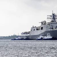 The future USS Fort Lauderdale (LPD 28) was successfully launched at the Huntington Ingalls Industries (HII) Ingalls Division shipyard in Pascagoula, Miss. on March 28. (Photo by Huntington Ingalls Industries/US Navy)
