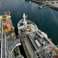 The Garibaldi performs LNG STS operations in the Port of Long Beach, CA. (c) Seaspan