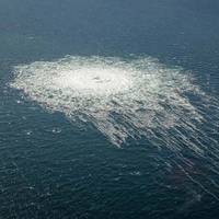 The gas leak at Nord Stream 2 in September seen from the Danish F-16 interceptor on Bornholm. Photo: Danish Defence

