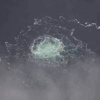 The gas leak from the Nord Stream gas pipeline measured over 950 meters in diameter. - Credit: Swedish Coast Guard