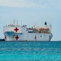 The hospital ship USNS Mercy (T-AH 19) anchored off Chuuk, Federated States of Micronesia on January 18, 2024. (Photo: Jacob Woitzel / U.S. Navy)