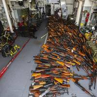 The large illicit weapons cache was destined for Somalia Photo by RAN