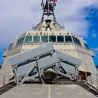 The Littoral Combat Ship has been made more lethal with the addition of the Naval Strike Mis-sile, seen here installed on USS Charleston (LCS 18).   (U.S. Navy photo by Ensign James French)