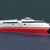 The new 100 meters long catamaran ferry, being built by Incat Tasmania for the Trinidad &amp; Tobago Government, will feature the recently introduced Wärtsilä WXJ waterjets. Copyright: Incat.