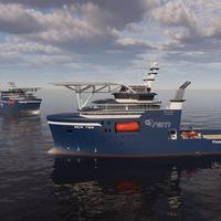 The new ESCV will run on green methanol and batteries and will be the first vessel to perform heavy construction work in both offshore wind and subsea with net zero emissions. Photo by REM Offshore.