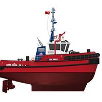 The Robert Allan design RAscal 2100-Z & RAscal 2100-TS series are Med Marine’s 21m ASD & 21m conventional tugboat series with maximum 50 tons of bollard pull. Image courtesy Steerprop/Med Marine