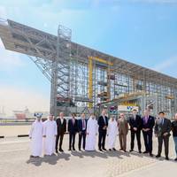 The signing took place in Jebel Ali Free Zone, Dubai, and was signed by Sultan Ahmed Bin Sulayem, Group Chairman and CEO of DP World and Burkhard Dahmen, Chairman and CEO of SMS group, the partners behind BOXBAY. (Photo: DP World)