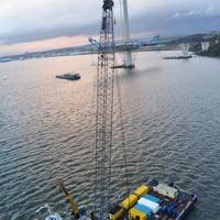 The spreader beam lifting rig was used below the hook of a crane barge on the Firth of Forth.