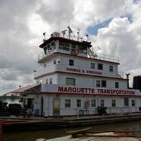 The Thomas E. Erickson, owned and operated by Marquette Transportation, chartered by AEP River Operations. Photo by Raina Clark