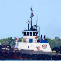 The tugboat Don Raul, a 74-foot, 2,800 horsepower, twin-screw seagoing tug, built by Great Lakes Shipyard in 2008, at work on the water. (Photo: Great Lakes Towing)