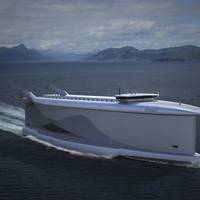 The Vindskip car-carrier vessel design uses a unique body design alongside LNG/LBG to reduce emissions. (Image: Vindskip AS)