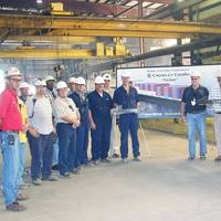 The VT Halter Marine and Crowley teams at Taíno’s steel cutting ceremony May 27 in Pascagoula, Miss. (Photo: VT Halter Marine)