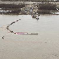 The W.B. Wood capsized on the Mississippi River near Meraux, La. on January 16, 2023. (U.S. Coast Guard photo by Sector New Orleans)