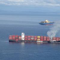 The Zim Kingston caught fire a day after losing 40 containers while moored approximately five nautical miles from Victoria. (Photo: U.S. Coast Guard)