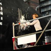Theresa Gilliam Pitts Christens 'USNS Choctaw County': Photo credit Austal