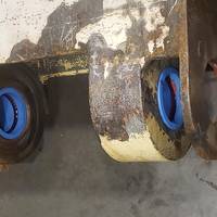 ThorPlas-Blue bearings installed in an articulating rudder with Thorseals in-situ - Credit: Thordon Bearings