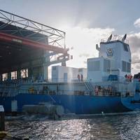 TSHD Ghasha is launched at IHC’s shipyard in Kinderdijk, The Netherlands (Photo: Royal IHC)