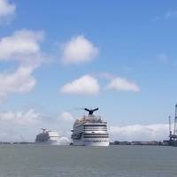 Two Carnival cruise ships, Carnival Breeze and Carnival Vista, returned to Galveston earlier this week ahead of  planned voyages later this year. (Photo: Port of Galveston)