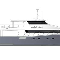Two MTU 12V 2000 M96X diesels and HamiltonJet HTX52 waterjets have been selected to power the catamaran motor yacht. Image: Dongara Marine