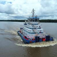 Two new Robert Allan Ltd custom-designed pusher tugs are now being operated along the Amazon River system by Hidrovias do Brasil S.A. (Photo: Robert Allan Ltd)
