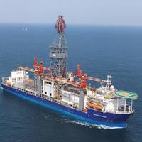 Ultra Deepwater Drillship designed for drilling operation down to 40,000 ft. (12,120 m) & in water depths to 10,000 ft. (3,048 m)