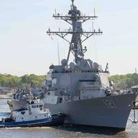 Arleigh Burke-class guided-missile destroyer Frank E. Petersen Jr. (DDG 121) departed HII's Ingalls Shipbuilding division on Friday, April 8, 2022. (Photo: HII)