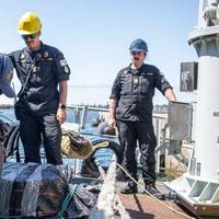 U.S. Coast Guard and Royal Canadian Navy offloaded $44.2 million worth of drugs in San Diego. (Photo: Richard Uranga / U.S. Coast Guard)