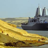 US Warship in Suez Canal: Photo credit USN