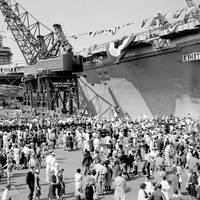 USS Enterprise (CVAN-65) is launched September 24, 1960 at Newport News Shipbuilding. (Photo courtesy of Huntington Ingalls Industries)
