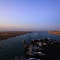 USS Enterprise Passes Through Suez: Photo credit USN