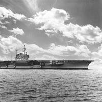 USS Forrestal (CVA-59). Photographed by W.F. Radcliff, 1955. U.S. Naval Historical Center Photograph.