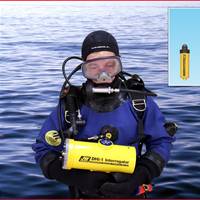 Diver with Interrogator, Inset Transponders: Image credit JW Fishers