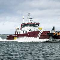 Volvo Penta led a completely remote installation of quad IPS units to repower Northern Offshore Services (NOS) vessel, the M/V Traveller, for operation in the North Sea. (Photo: Volvo Penta)