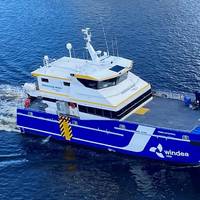 Windea Enterprise, the second of three Jones Act-compliant Incat Crowther 30m Crew Transport Vessels (CTV) ordered by WINDEA CTV, LLC.
Image courtesy St. Johns Ship Building