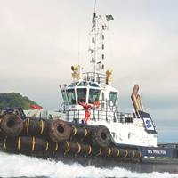 WS Procyon is a powerful 32 meter azimuth escort tug. (Photo: Wilson Sons Towage)