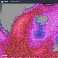 Example of wave visualization accessible on miros.app. 17 interactive map layers that allow users to visualize factors such as wind, waves, and currents, utilizing various forecast models. Source: miros.app