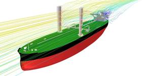 Rendering of the VLCC with the wings sails in place (Image: KSOE)