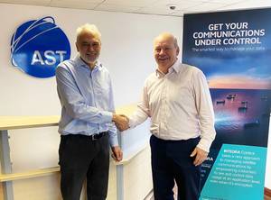 Gregory Darling (left) Founder and Chairman, Applied Satellite Technology Ltd. (AST), with Andrew Peters (right), AST's new Group Managing Director. Photo courtesy AST