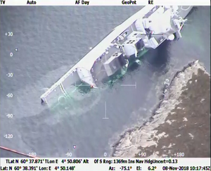 ©Photo of KNM Helge Ingstad, taken from NCA's surveillance aircraft. Photo: NCA - CC BY-SA 3.0