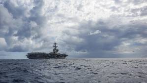 Aircraft carrier USS Theodore Roosevelt (CVN 71) departs Apra Harbor to continue its scheduled deployment in the Indo-Pacific. (U.S. Navy photo by MacAdam Kane Weissman)