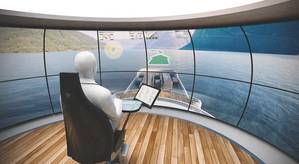 DNV GL Virtual Bridge Cargo vessels without a superstructure could one day be controlled from a virtual bridge on land. (Photo courtesy of DNV GL / Rolls-Royce)