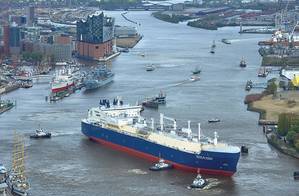 Arctic Firsts: Arc 7 LNG carriers, including the Risunok and the ice-breaking Christophe de Margerie (pictured here). (Photo Courtesy: Yamal LNG and Sovcomflot)