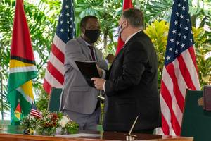U.S. Secretary of State Mike Pompeo with Guyanese President Irfaan Ali (Photo: Secretary Pompeo / Twitter)