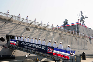 Shown is the USS CINCINNATI at its commissioning on October 5, 2019 in Gulfport,
Mississippi. U.S. Navy photo by Chief Mass Communication Specialist Rosalie Chang