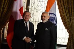Indian PM Narendra Modi with the Prime Minister of Denmark Lars Løkke Rasmussen. Photo: PIB